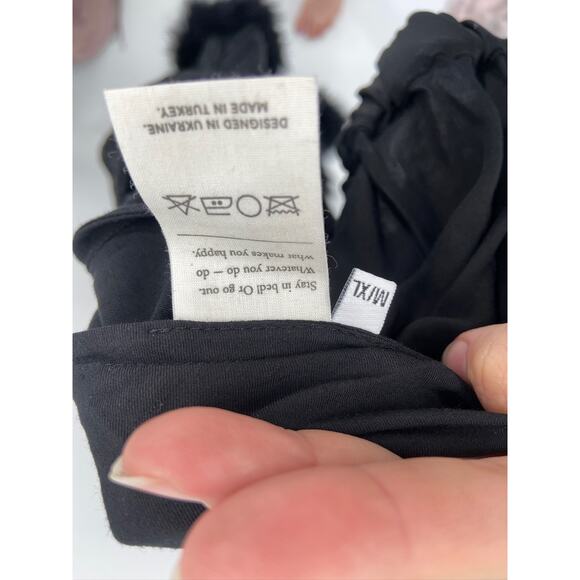 Sleeper Boudoir Black Feather-Embellished Lounge Pajama Pants - Picture 7 of 8